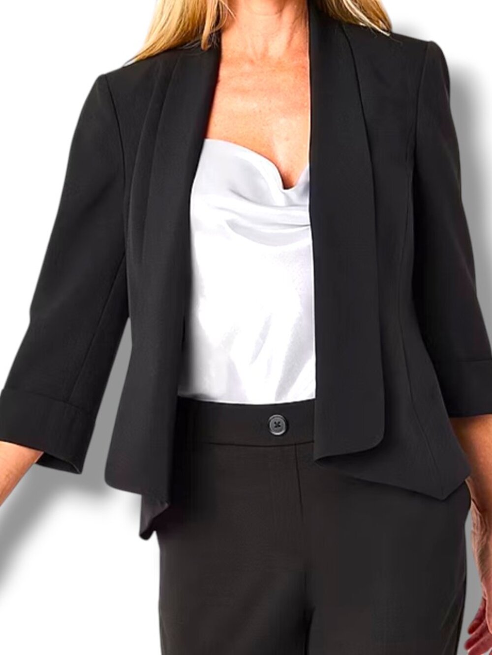 ​🖤 NWT Black Label by Evan-Picone Open Front Blazer Size M  🖤